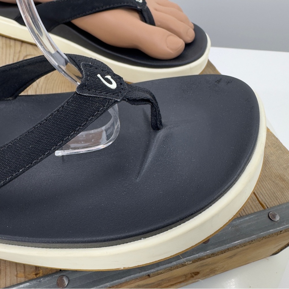 OluKai Women's Nu'a‎ Pi'o Sandals in Black Size 10 Beach Flip Flops Authentic 40 - Picture 9 of 16